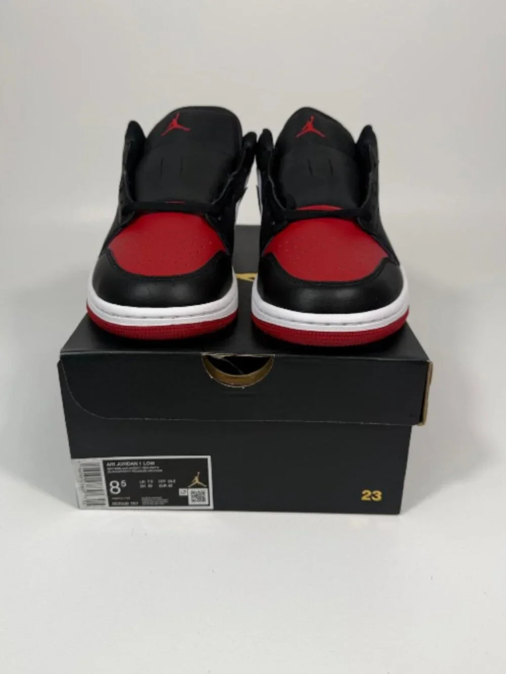 Men Air Jordan 1 Low Sneakers 8.5 White/Black-Varsity Red-White